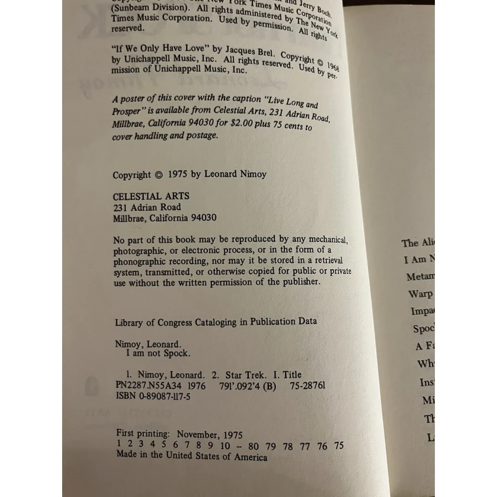 VTG I AM NOT SPOCK Leonard Nimoy 1st printing 1975 Book Star Trek SEE ALL - Picture 14 of 16